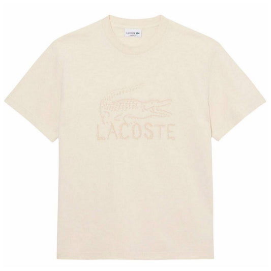 Beige - Front - Lacoste Mens Logo Cotton T-Shirt