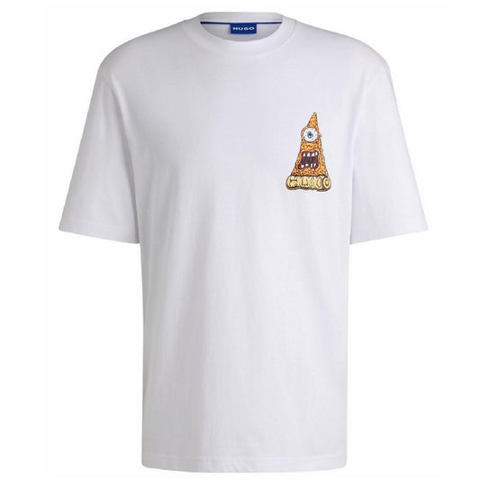 White - Front - Hugo Boss Mens Nizzerio Pizza T-Shirt