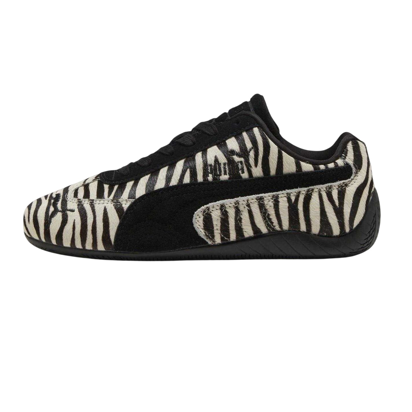 Black-White - Back - Puma Womens-Ladies Speedcat Zebra Print Suede Flat Trainers