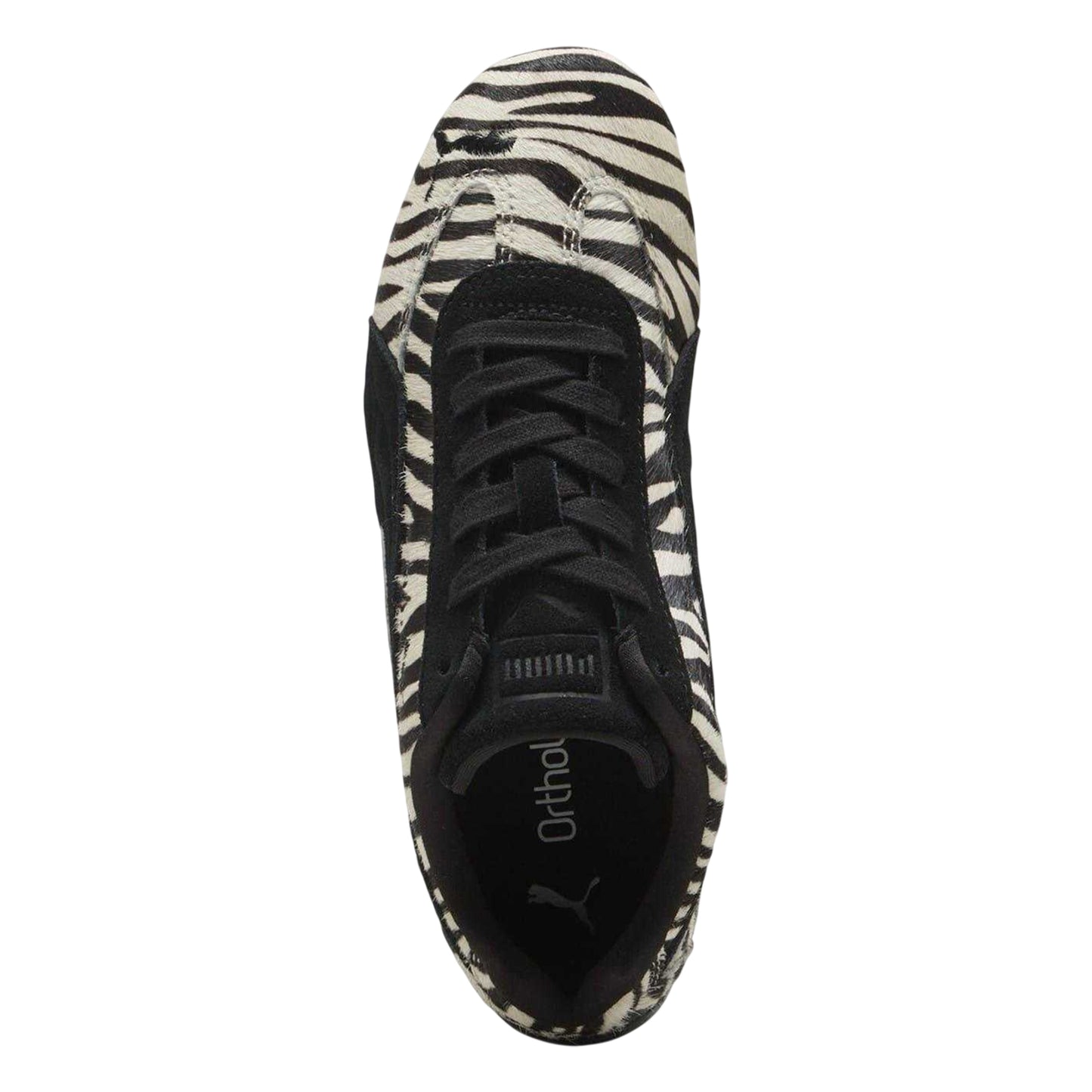 Black-White - Lifestyle - Puma Womens-Ladies Speedcat Zebra Print Suede Flat Trainers