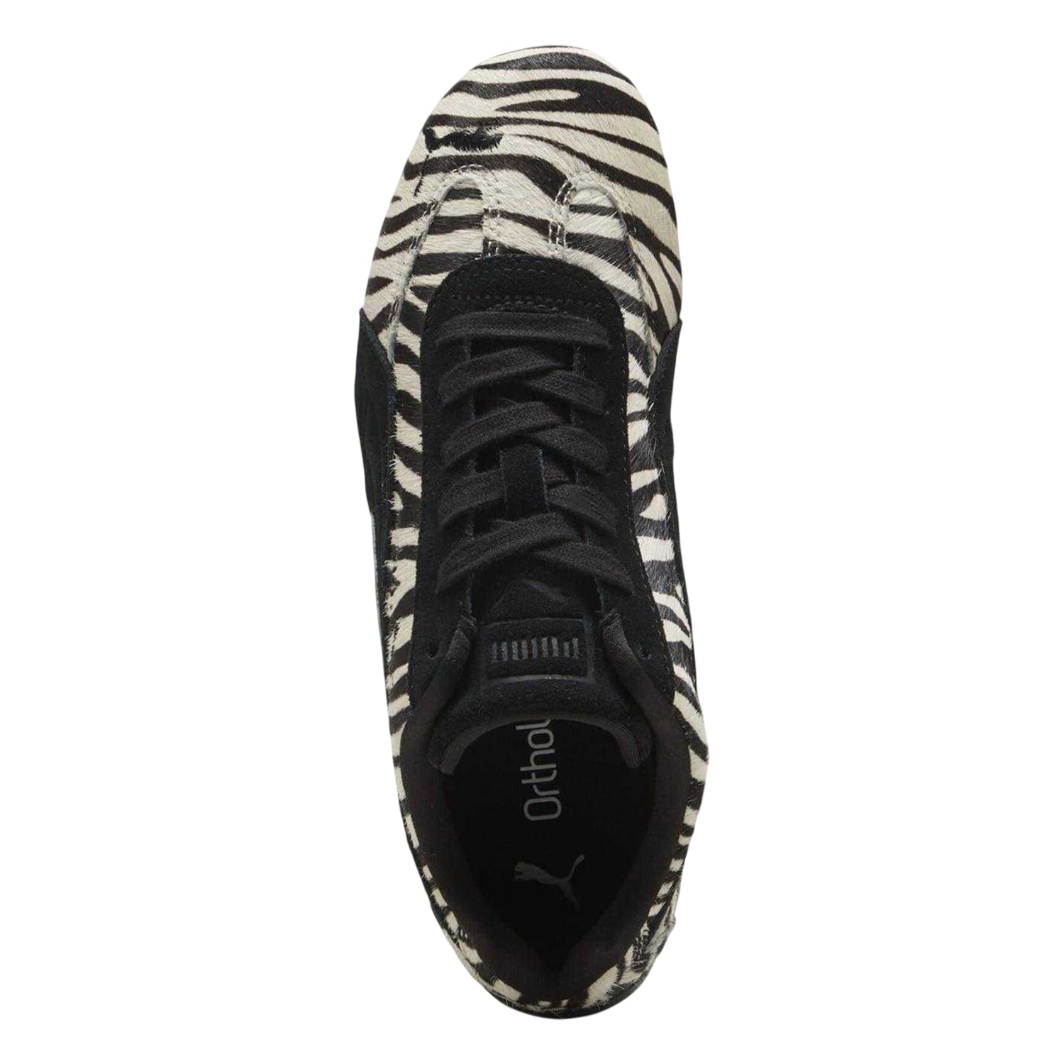 Black-White - Lifestyle - Puma Womens-Ladies Speedcat Zebra Print Suede Flat Trainers