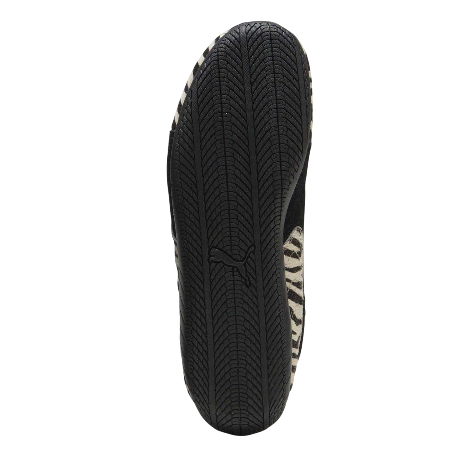 Black-White - Pack Shot - Puma Womens-Ladies Speedcat Zebra Print Suede Flat Trainers