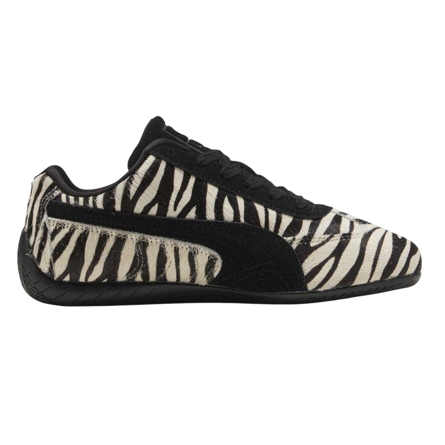 Black-White - Front - Puma Womens-Ladies Speedcat Zebra Print Suede Flat Trainers