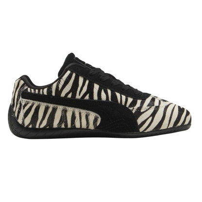 Black-White - Front - Puma Womens-Ladies Speedcat Zebra Print Suede Flat Trainers