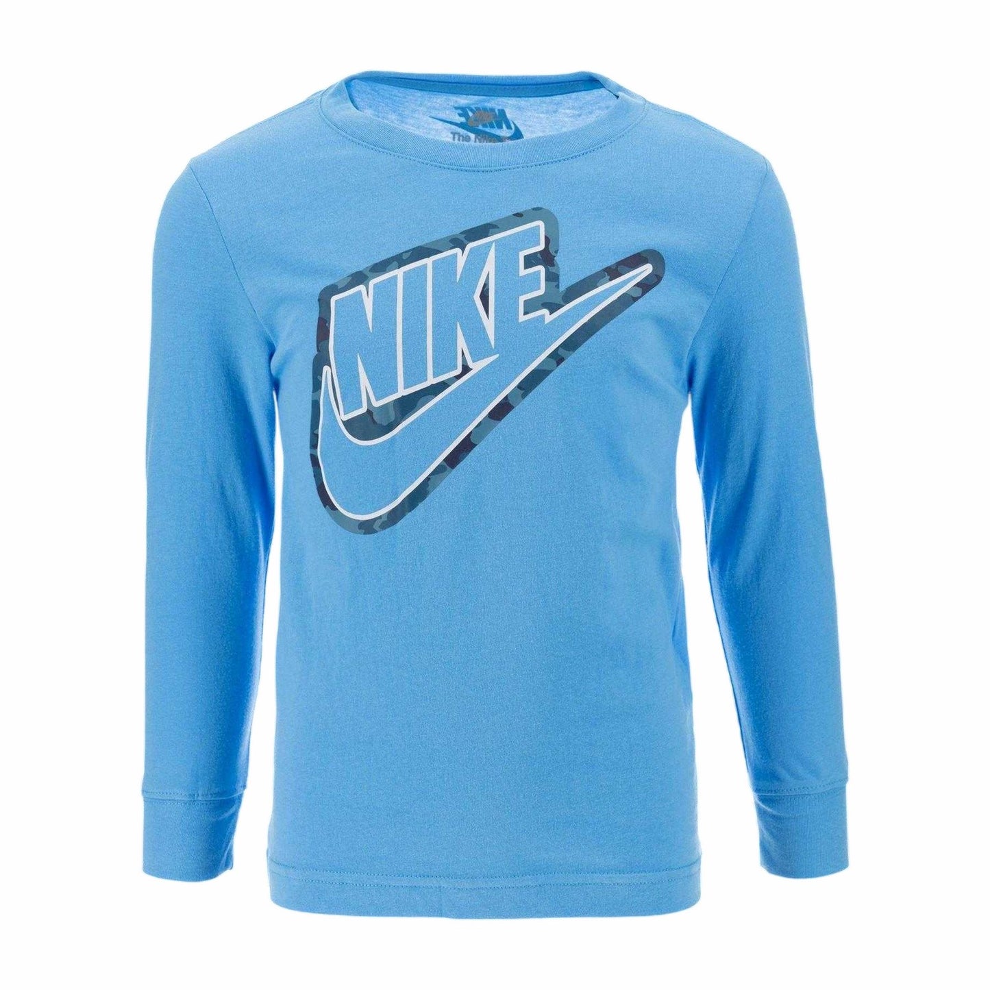 University Blue - Front - Nike Childrens-Kids Outline Camo Long-Sleeved T-Shirt