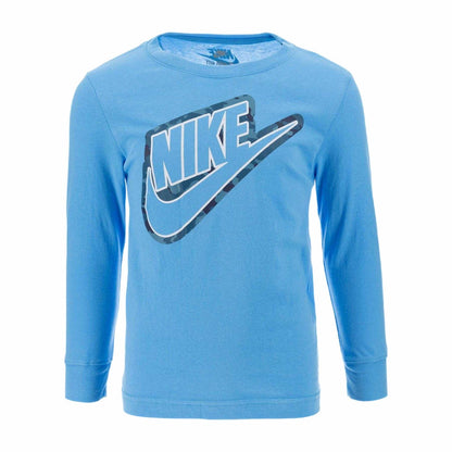 University Blue - Front - Nike Childrens-Kids Outline Camo Long-Sleeved T-Shirt