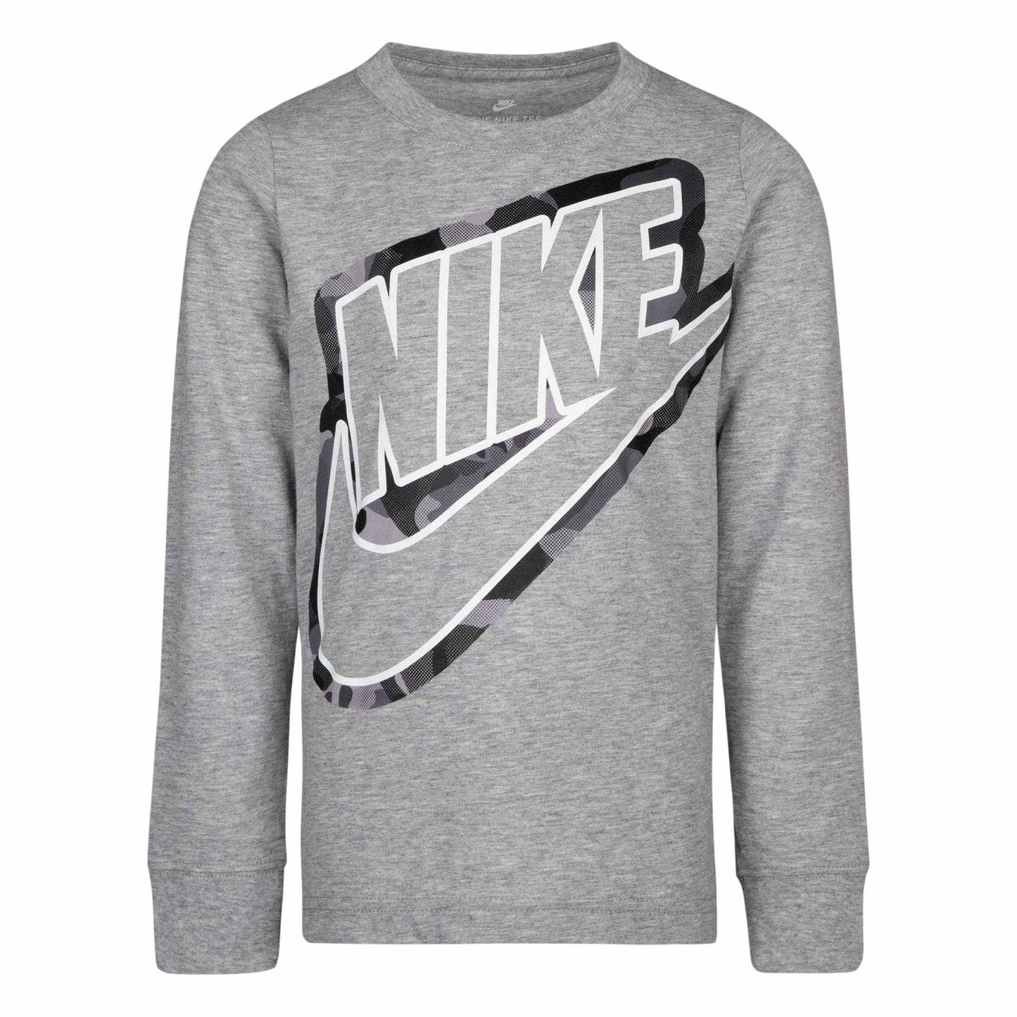 Dark Grey - Front - Nike Childrens-Kids Outline Camo Long-Sleeved T-Shirt