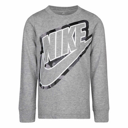 Dark Grey - Front - Nike Childrens-Kids Outline Camo Long-Sleeved T-Shirt