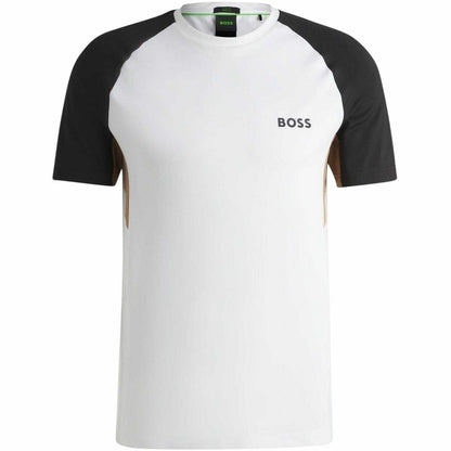White - Front - Boss Mens Colour Block Raglan T-Shirt