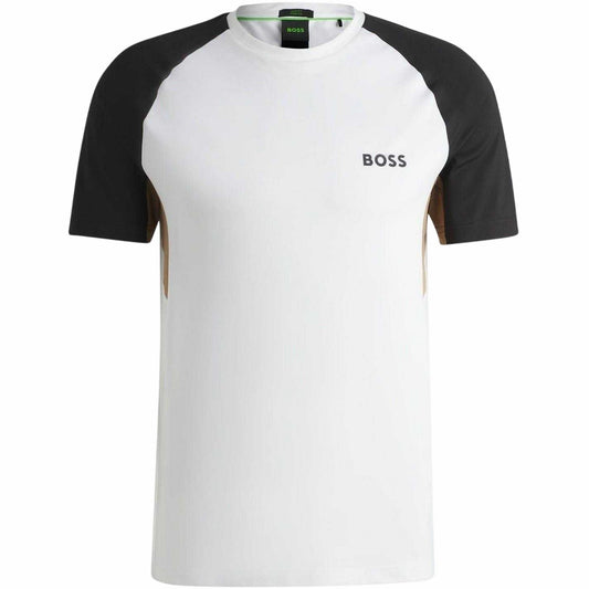 White - Front - Boss Mens Colour Block Raglan T-Shirt