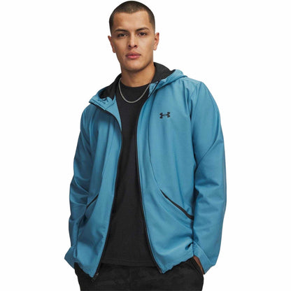 Slate Blue-Black - Front - Under Armour Mens Unstoppable Performance Training Hooded Jacket
