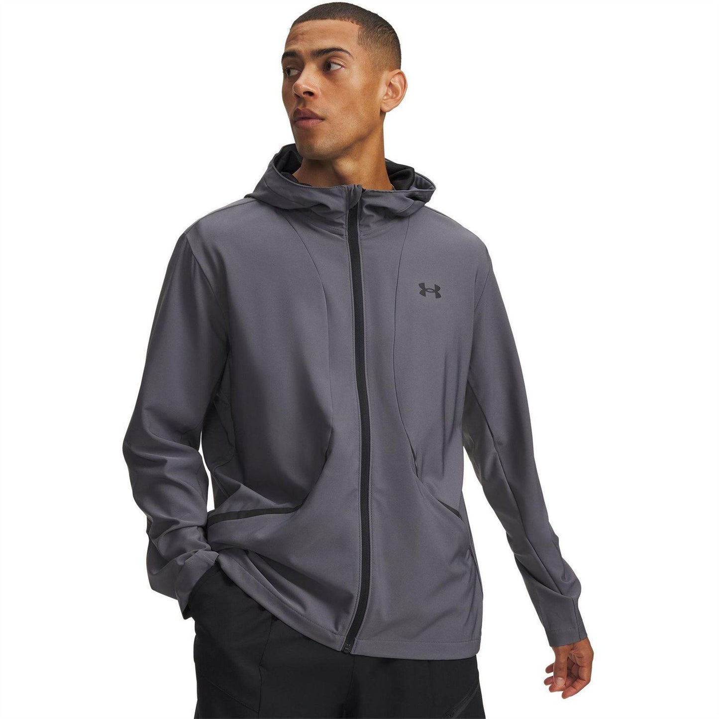 Charcoal Grey - Front - Under Armour Mens Unstoppable Performance Training Hooded Jacket