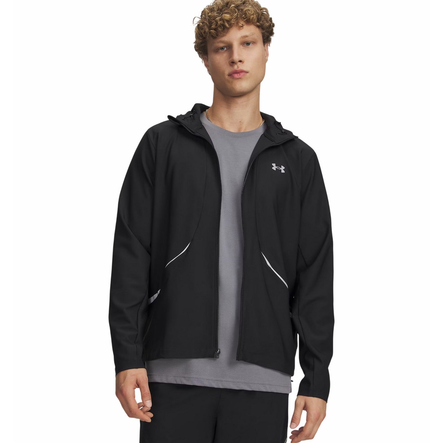 Black-Silver - Front - Under Armour Mens Unstoppable Performance Training Hooded Jacket