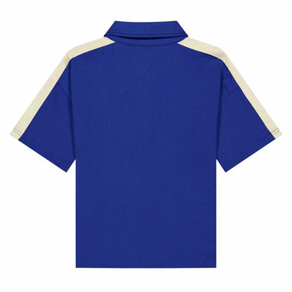 Blue - Back - Palm Angels Childrens-Kids Track Logo Woven Stretch Polo Shirt