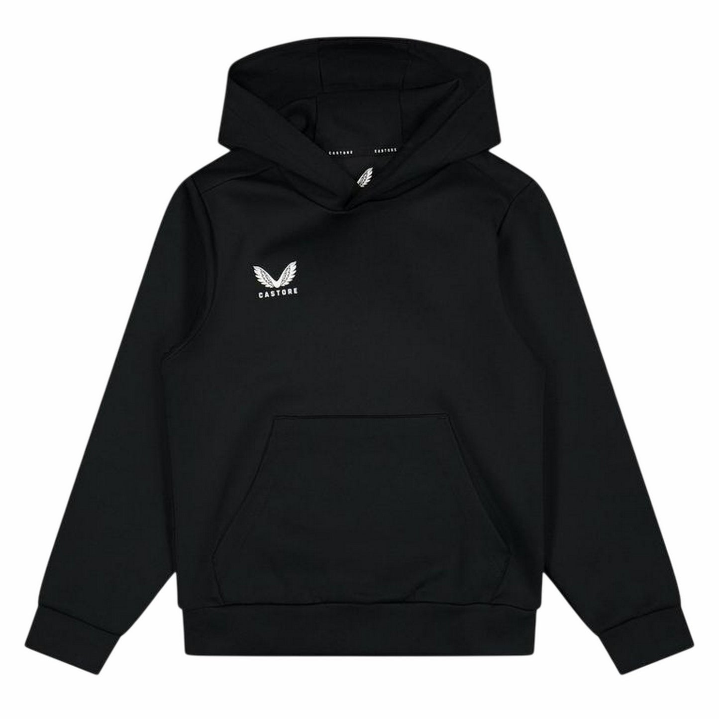 Caviar-Black - Front - Castore Childrens-Kids Logo Polyester Hoodie