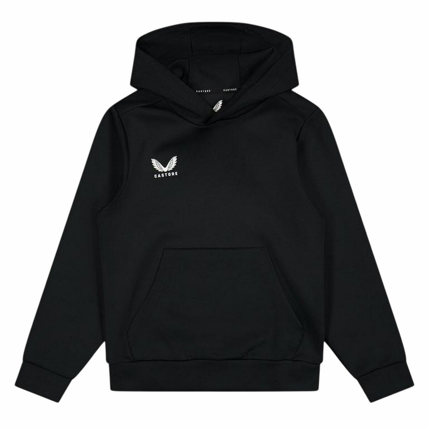 Caviar-Black - Front - Castore Childrens-Kids Logo Polyester Hoodie