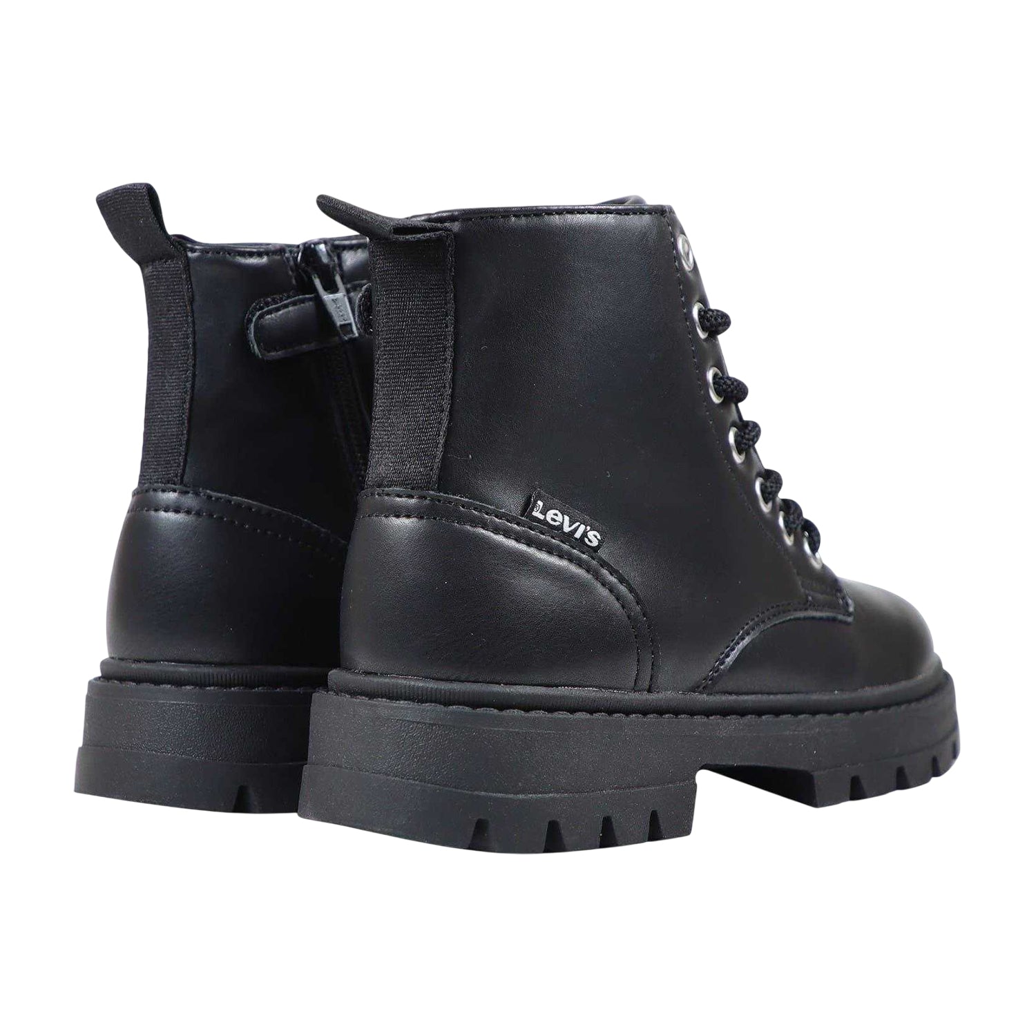 Black - Back - Levis Childrens-Kids Pasadena Combat Boots