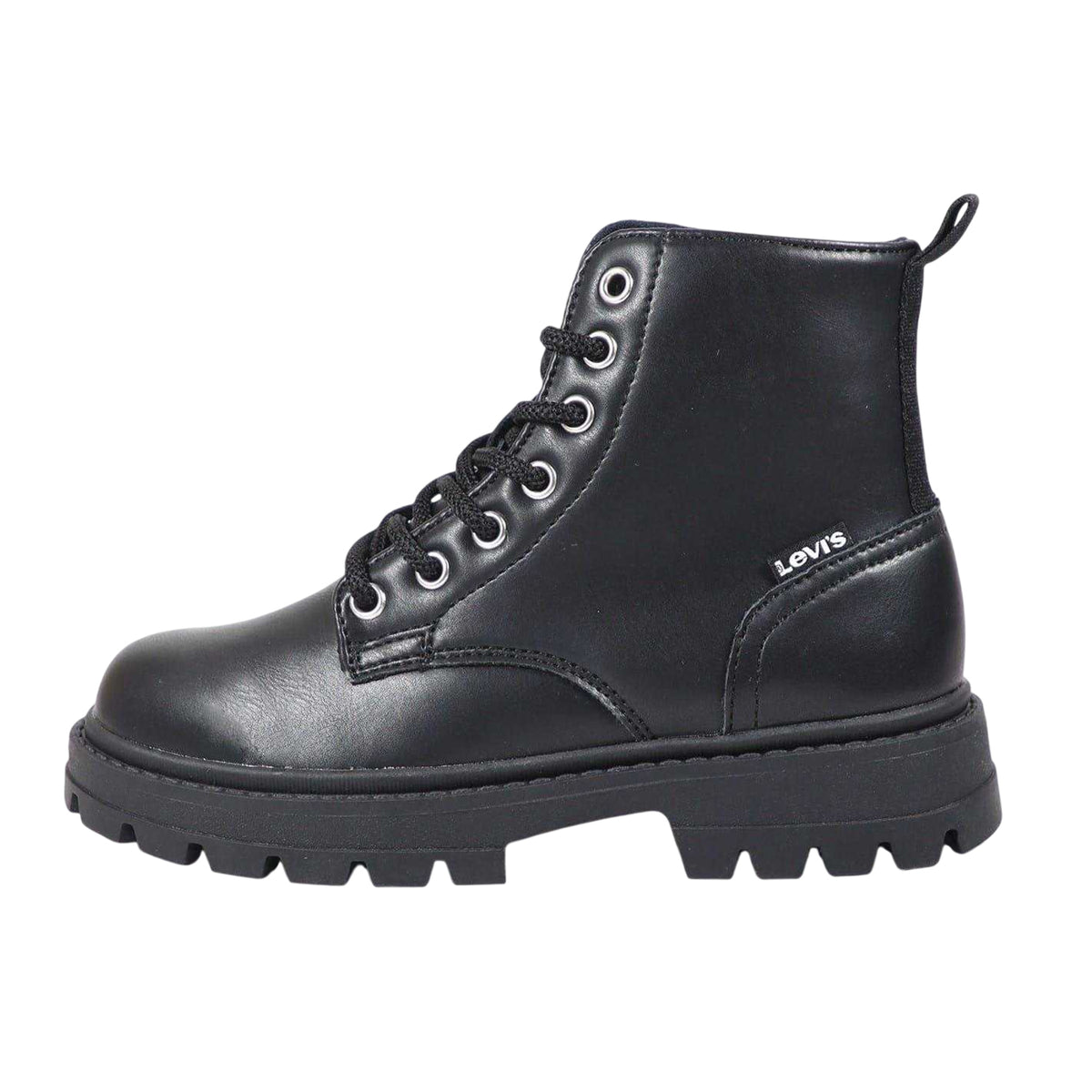 Black - Side - Levis Childrens-Kids Pasadena Combat Boots