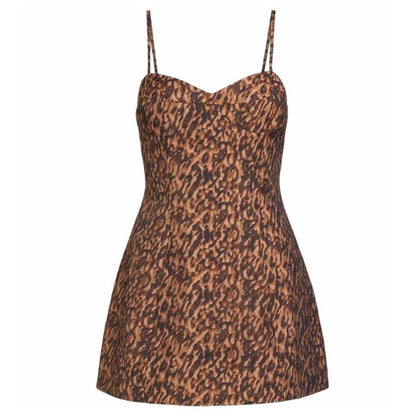 Leopard - Front - Bardot Womens-Ladies Marcello Hourglass Leopard Print Fitted Mini Dress