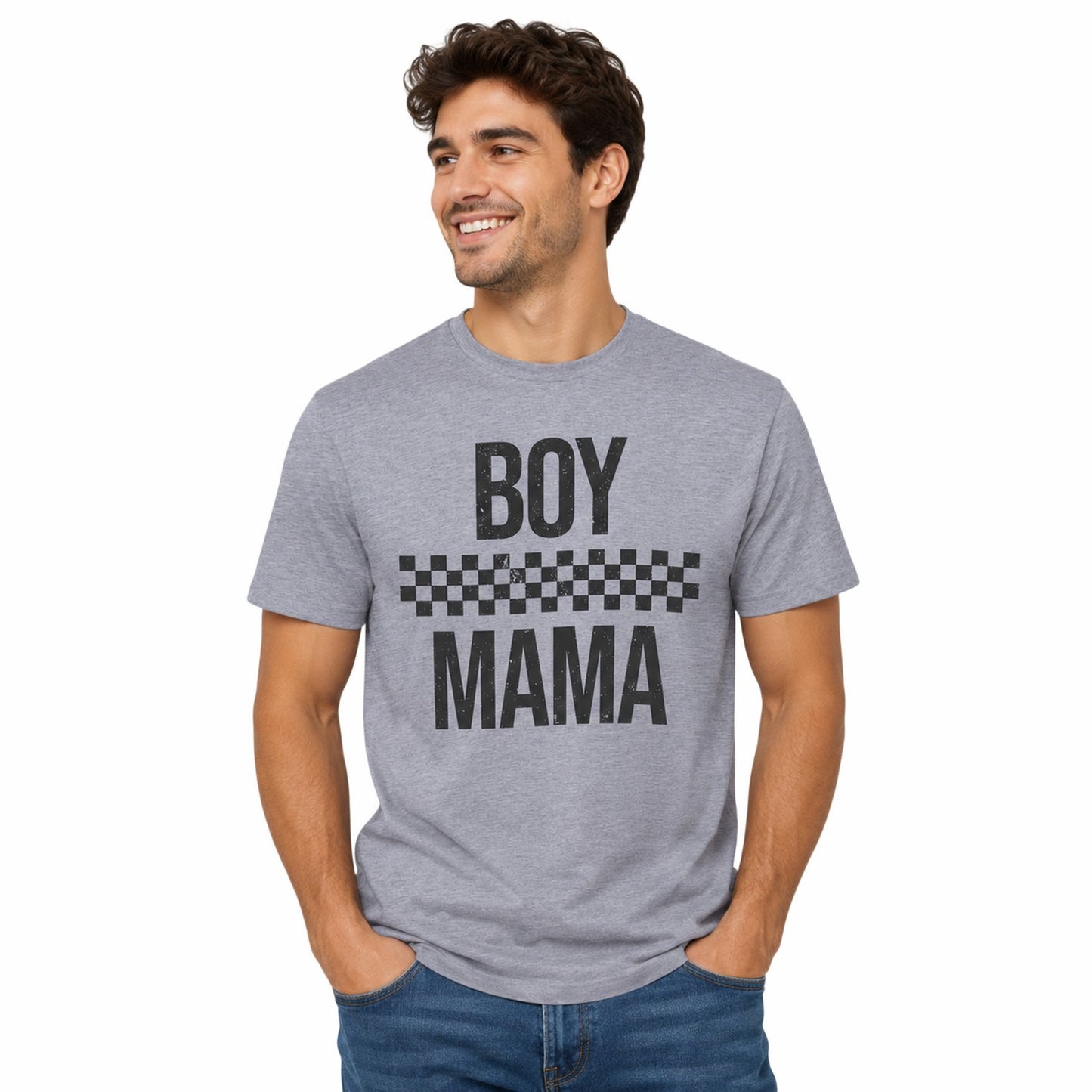 Grey - Back - AWD Womens-Ladies Checkered Mothers Day T-Shirt