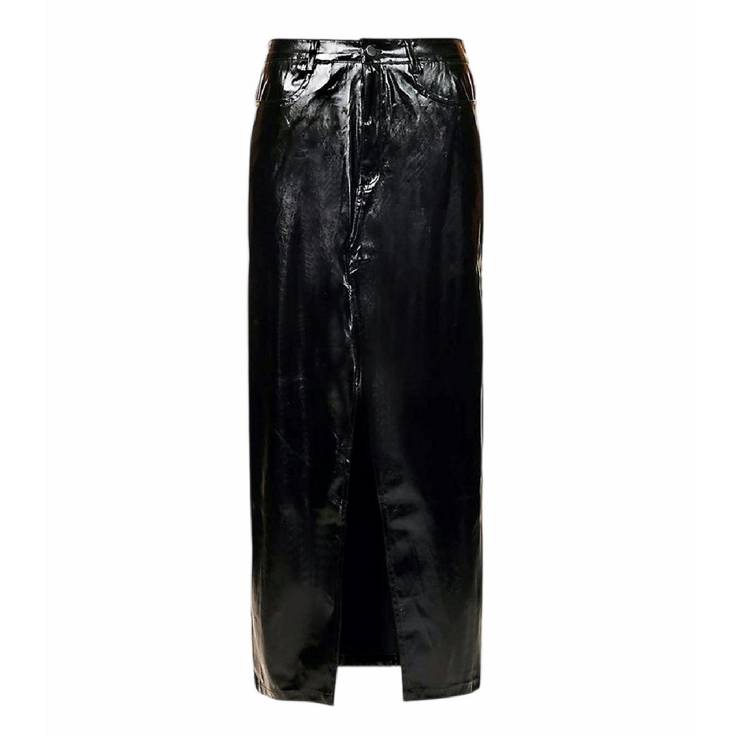 Black - Front - AmyLynn Womens-Ladies Lupe Side Slit High Waist Maxi Skirt