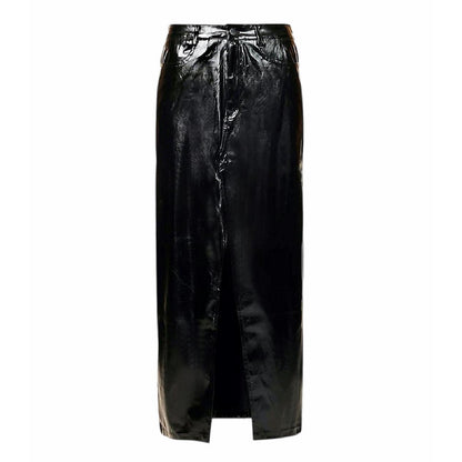 Black - Front - AmyLynn Womens-Ladies Lupe Side Slit High Waist Maxi Skirt