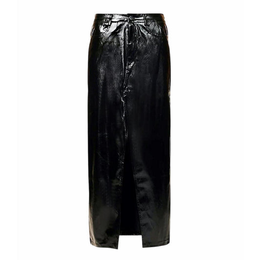 Black - Front - AmyLynn Womens-Ladies Lupe Side Slit High Waist Maxi Skirt