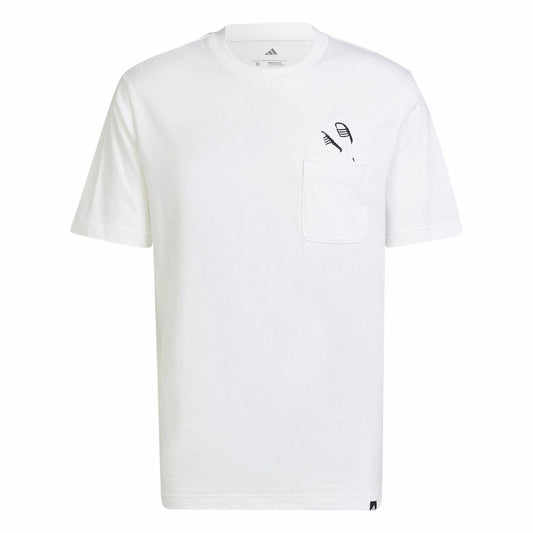 White - Front - Adidas Mens Slider Pocket T-Shirt
