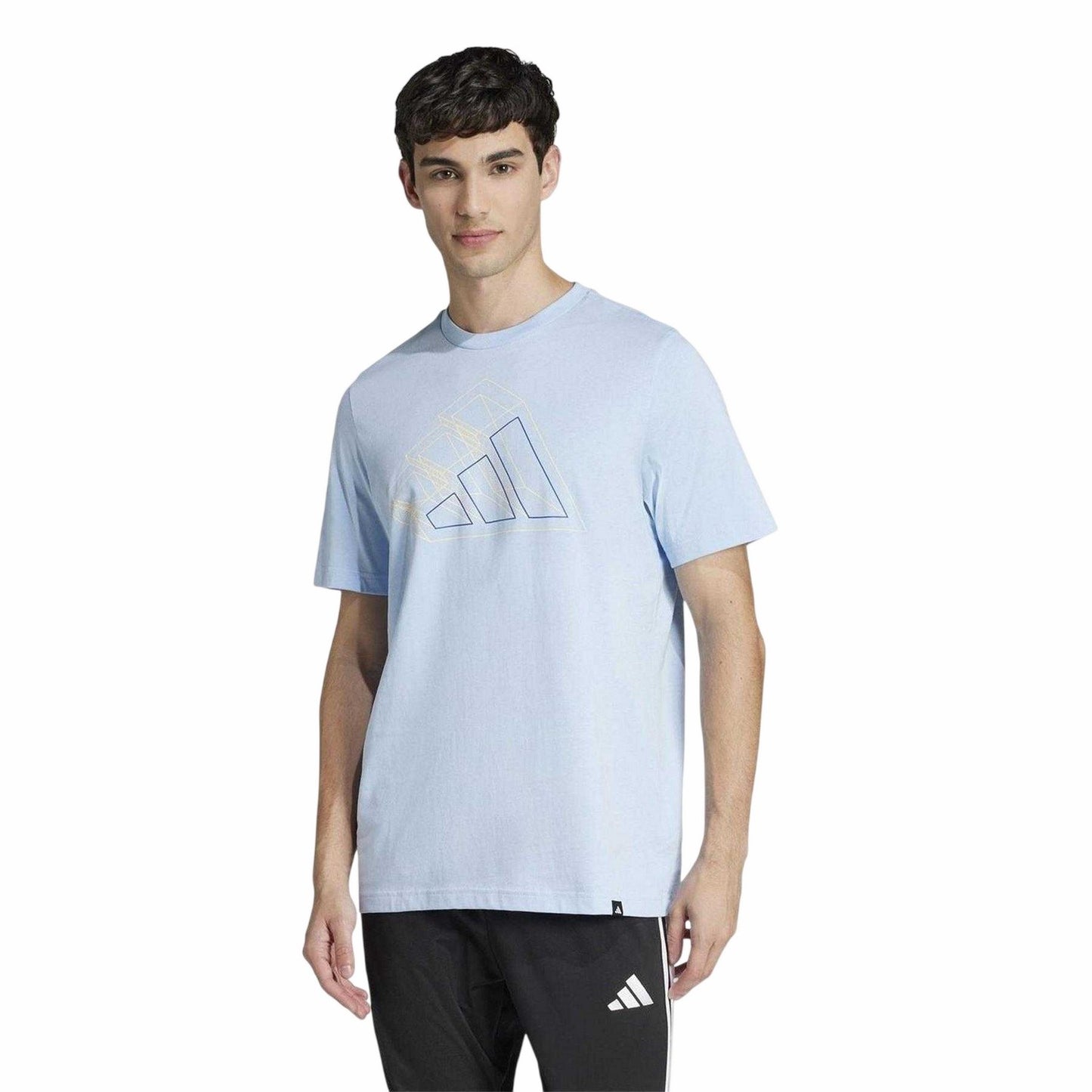 Glow Blue - Side - Adidas Mens Logo T-Shirt