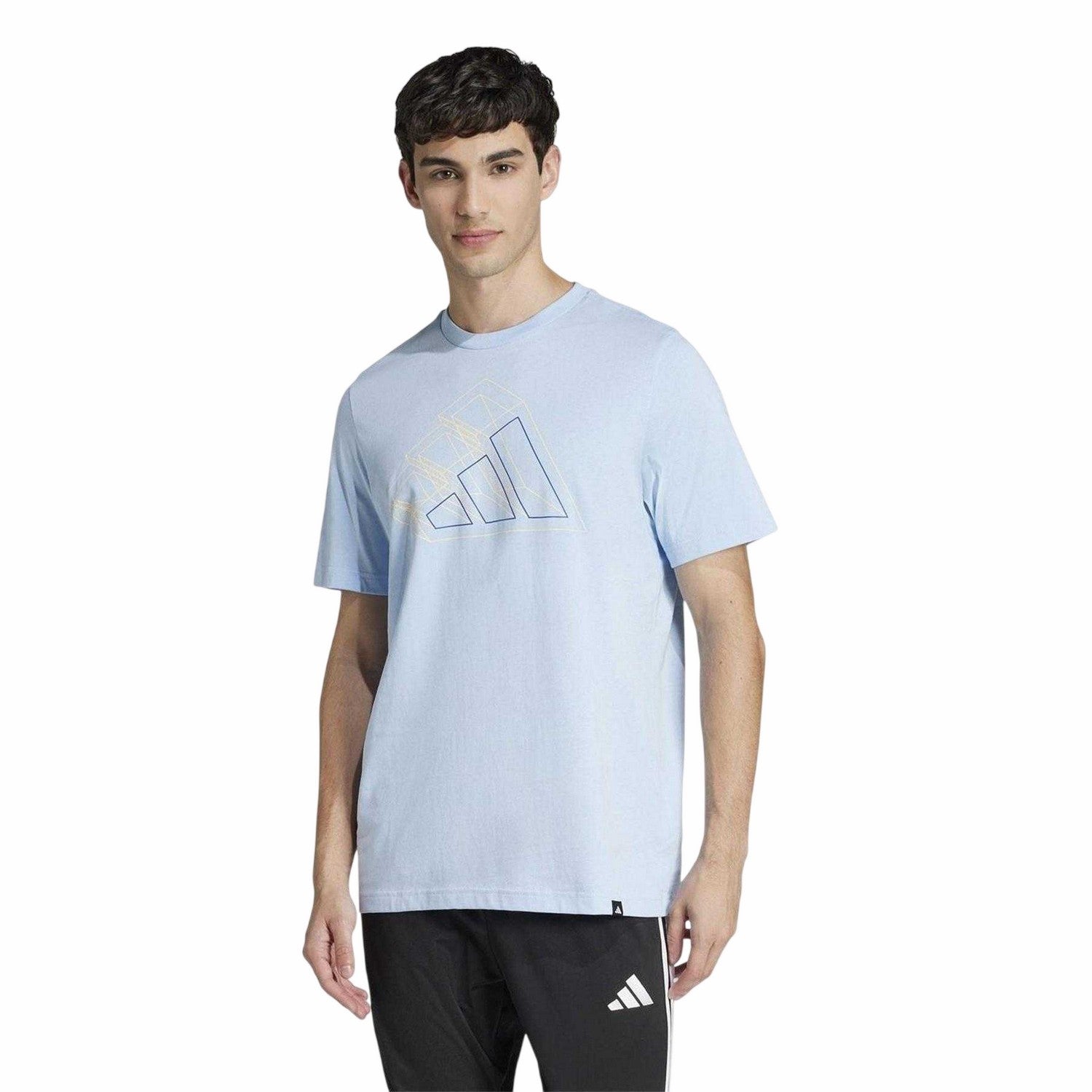 Glow Blue - Side - Adidas Mens Logo T-Shirt