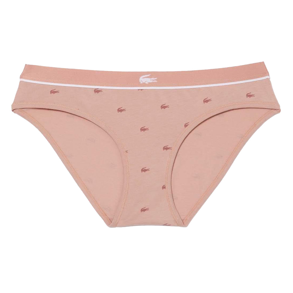 Pink - Front - Lacoste Womens-Ladies All Over Logo Cotton Stretch Briefs