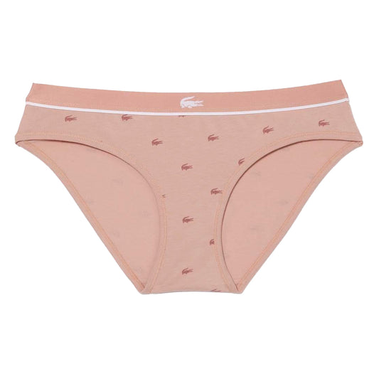 Pink - Front - Lacoste Womens-Ladies All Over Logo Cotton Stretch Briefs