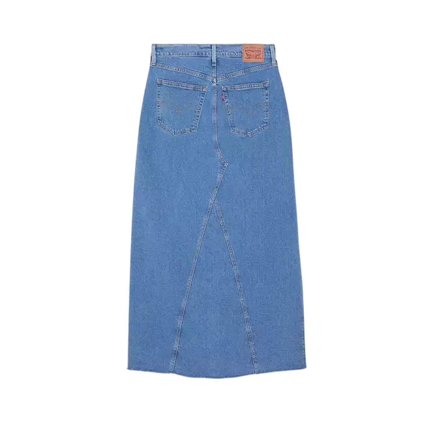 Blue - Back - Levis Womens-Ladies Denim Side Slit Long Skirt