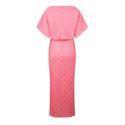 Pink - Back - Never Fully Dressed Womens-Ladies Tilly Plisse Midi Dress