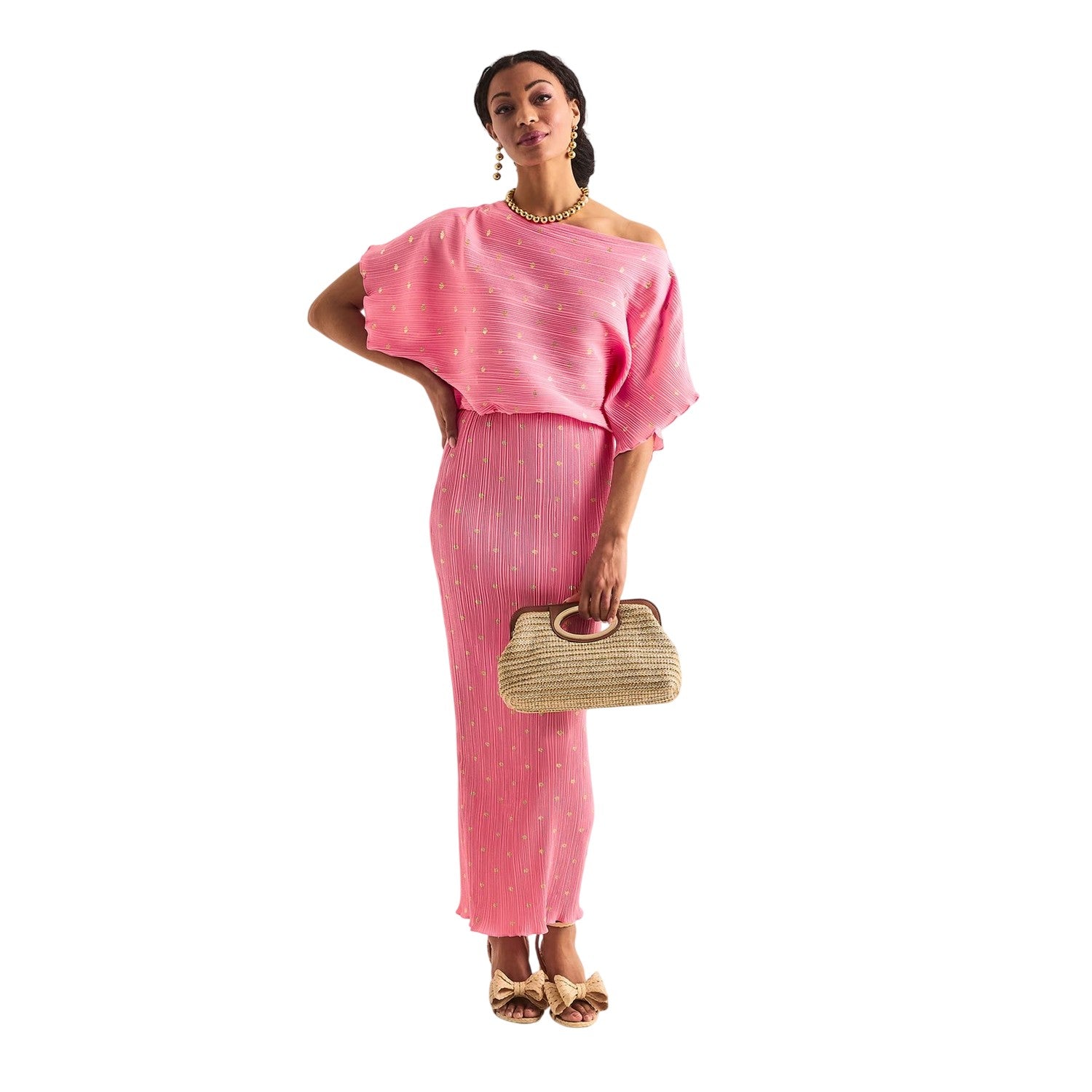Pink - Lifestyle - Never Fully Dressed Womens-Ladies Tilly Plisse Midi Dress