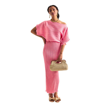 Pink - Lifestyle - Never Fully Dressed Womens-Ladies Tilly Plisse Midi Dress