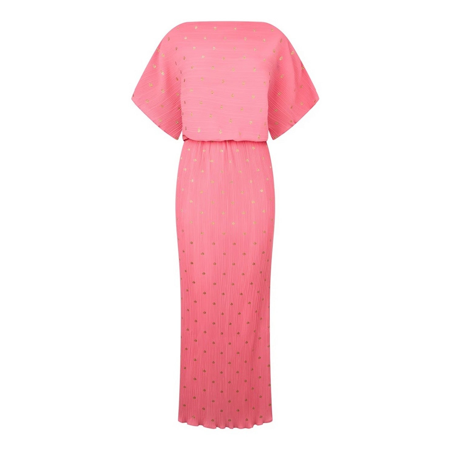 Pink - Front - Never Fully Dressed Womens-Ladies Tilly Plisse Midi Dress