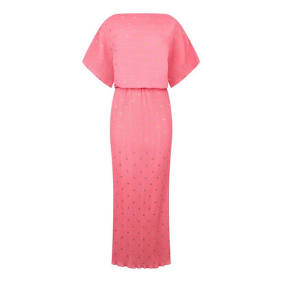 Pink - Front - Never Fully Dressed Womens-Ladies Tilly Plisse Midi Dress