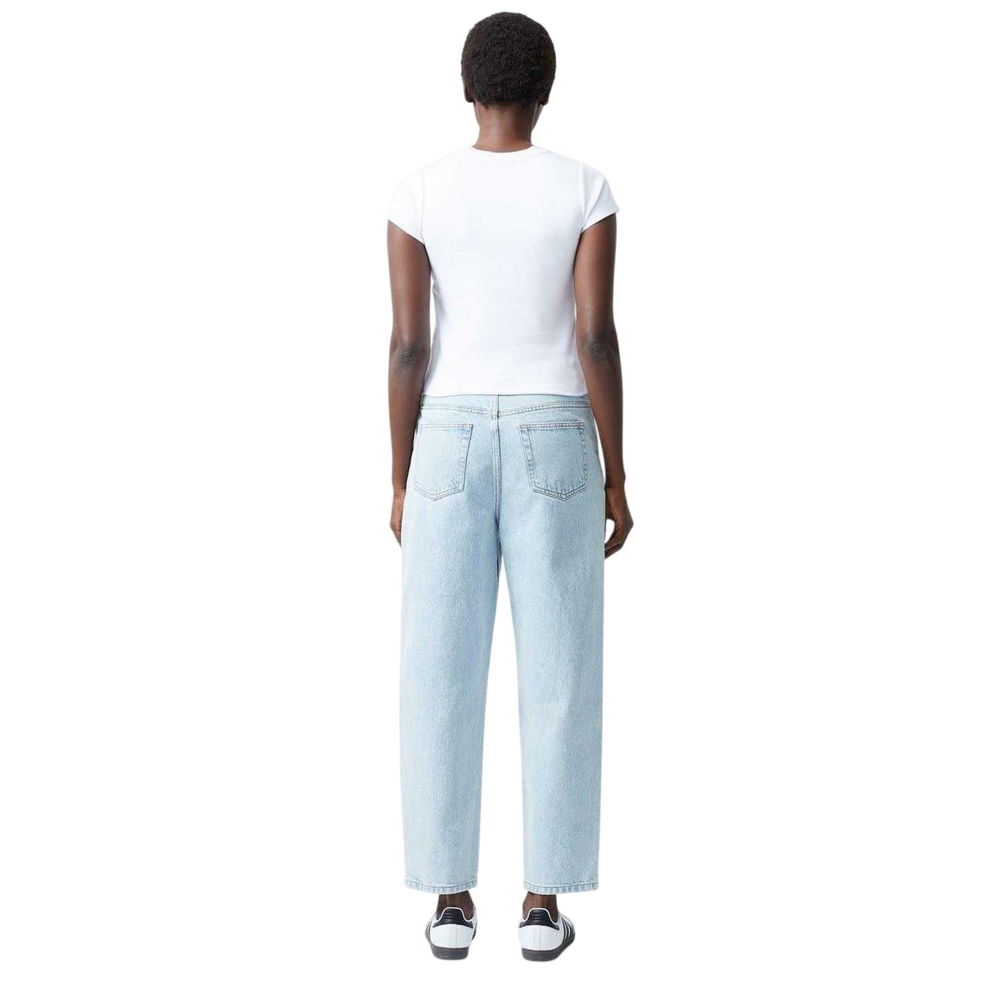 White - Back - FCUK Womens-Ladies Logo Cropped Slim T-Shirt