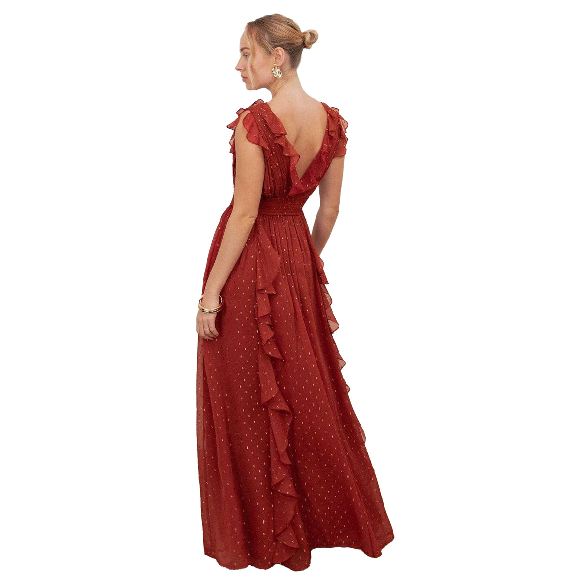 Chilli Red - Back - Anaya With Love Womens-Ladies Waterfall Maxi Dress