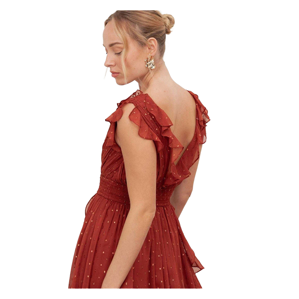 Chilli Red - Side - Anaya With Love Womens-Ladies Waterfall Maxi Dress
