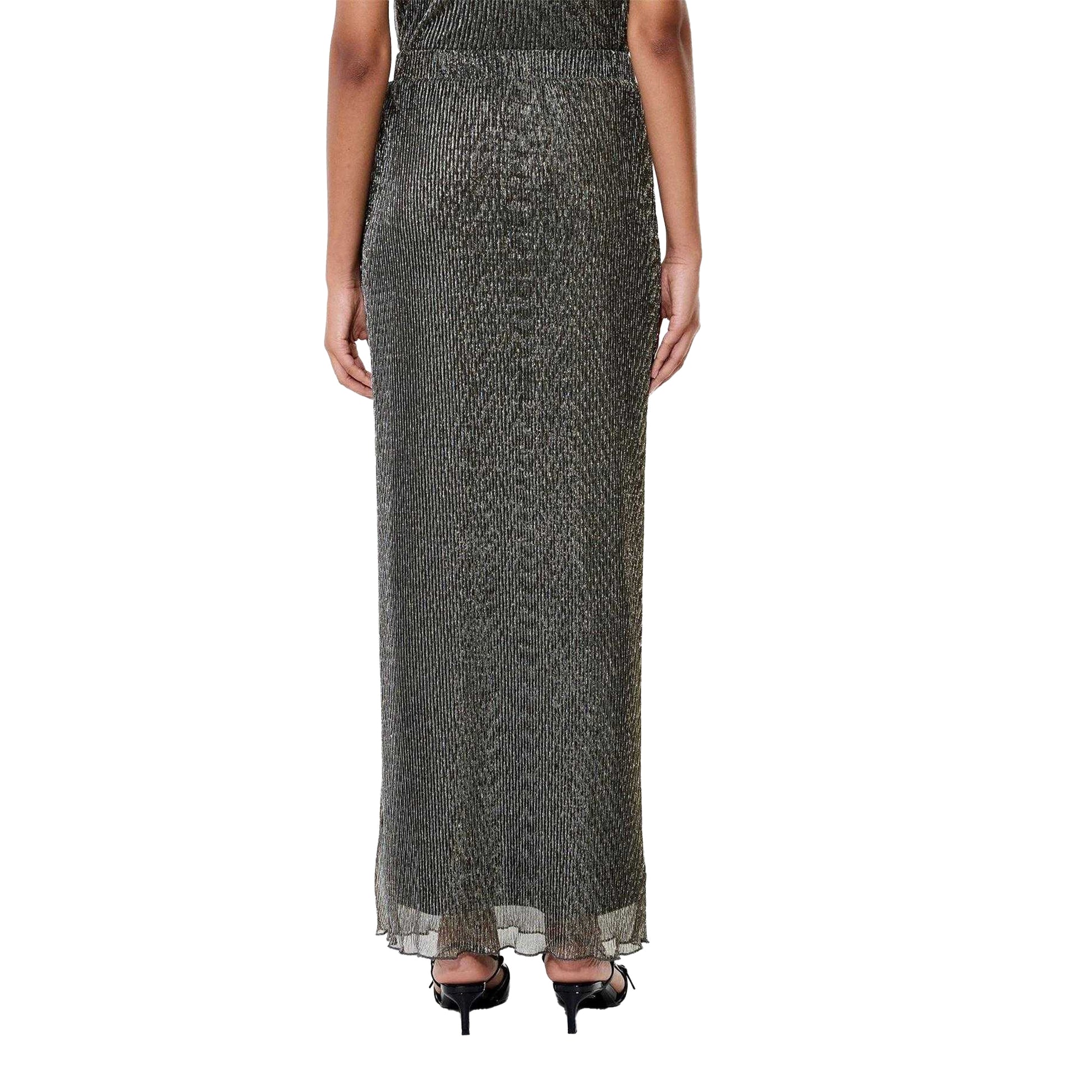 Black - Back - French Connection Womens-Ladies Tamy Lurex Plisse Maxi Skirt