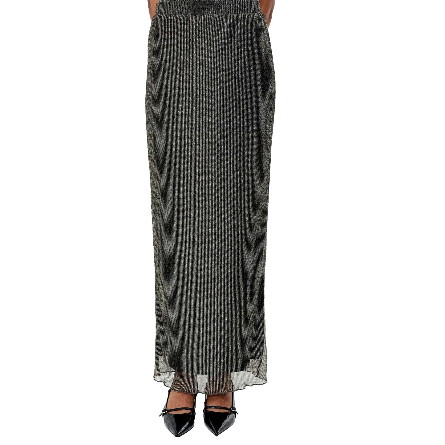 Black - Side - French Connection Womens-Ladies Tamy Lurex Plisse Maxi Skirt