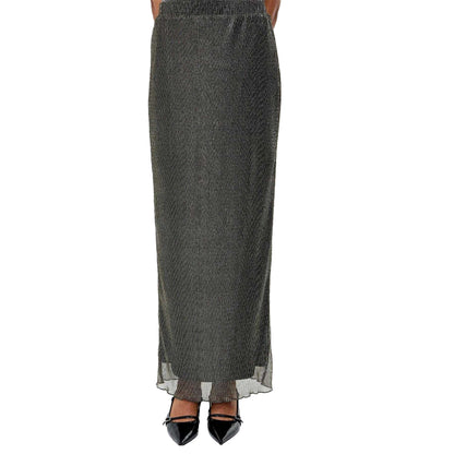 Black - Side - French Connection Womens-Ladies Tamy Lurex Plisse Maxi Skirt