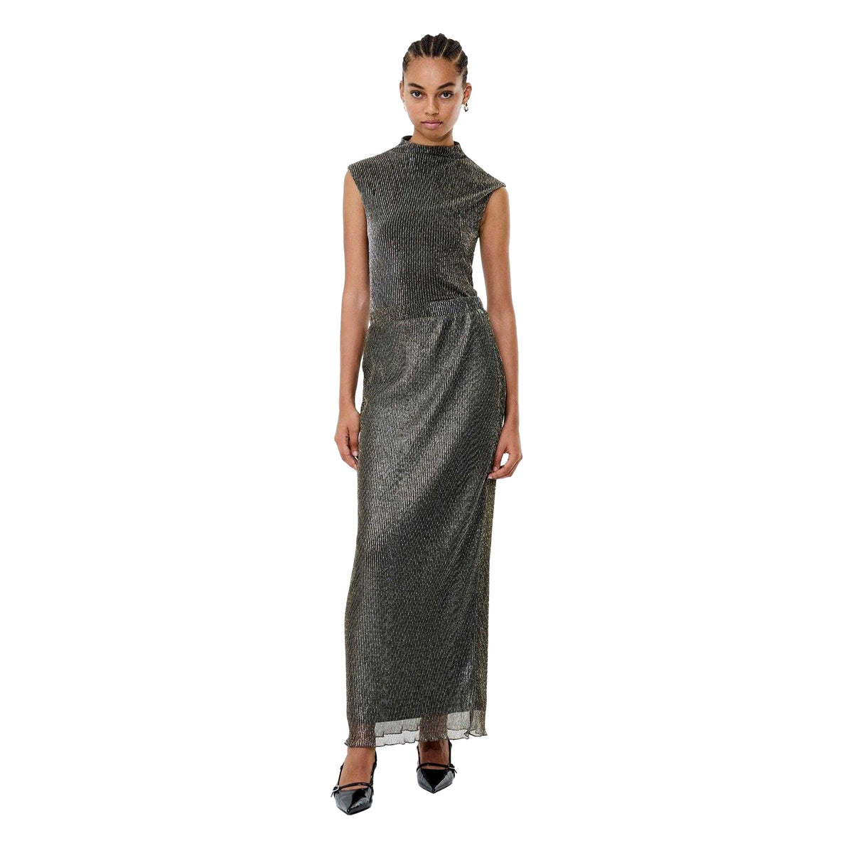 Black - Lifestyle - French Connection Womens-Ladies Tamy Lurex Plisse Maxi Skirt