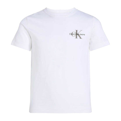 White - Front - Calvin Klein Childrens-Kids Jeans Monogram Crew Neck Regular T-Shirt