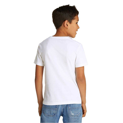 White - Lifestyle - Calvin Klein Childrens-Kids Jeans Monogram Crew Neck Regular T-Shirt