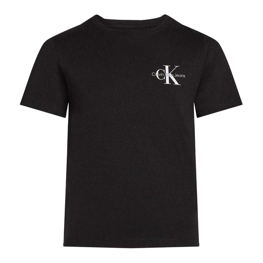 Black - Front - Calvin Klein Childrens-Kids Jeans Monogram Crew Neck Regular T-Shirt