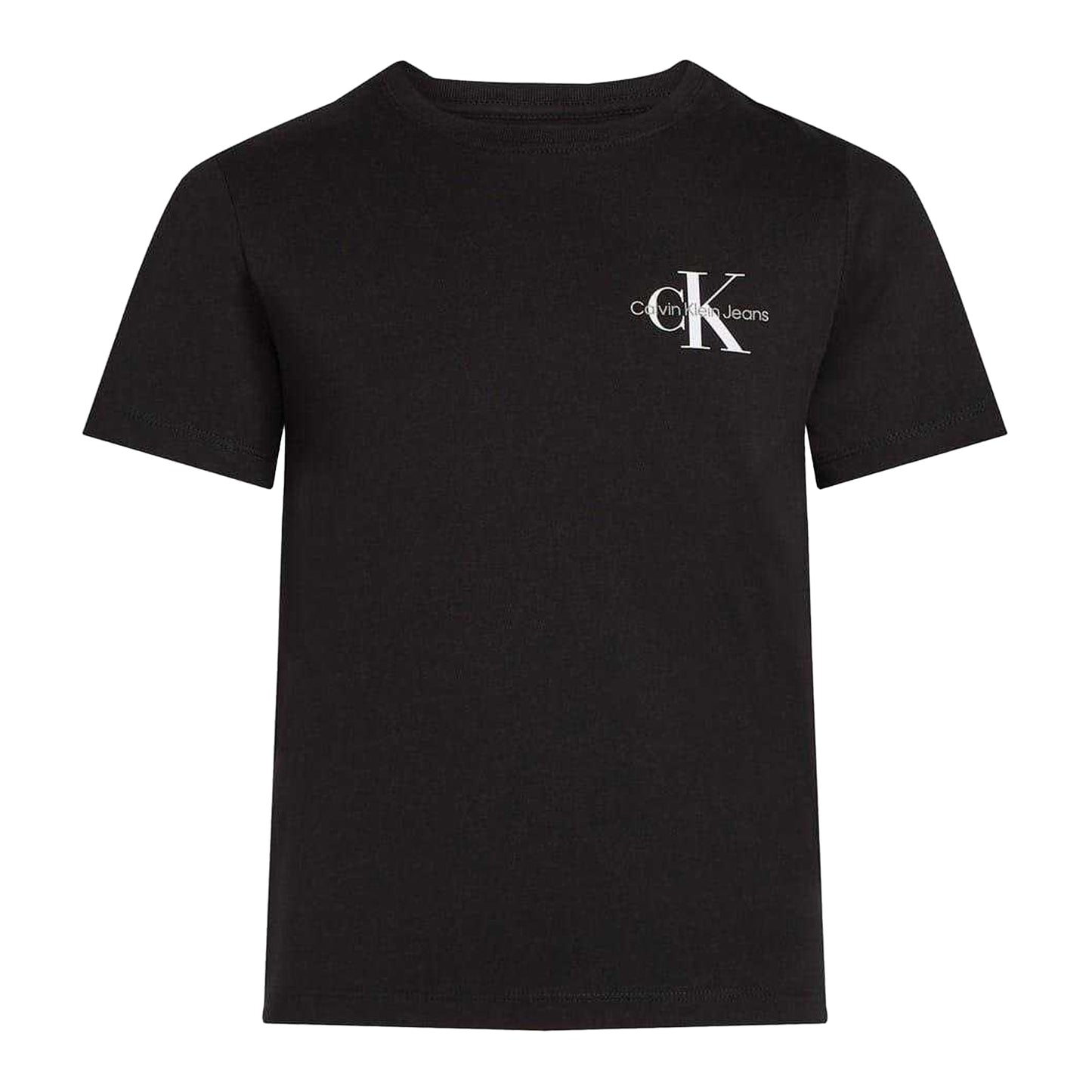 Black - Front - Calvin Klein Childrens-Kids Jeans Monogram Crew Neck Regular T-Shirt