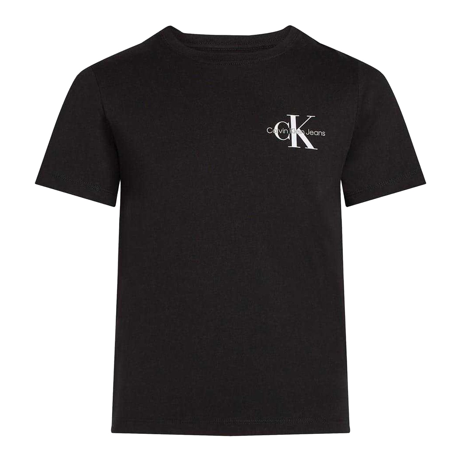 Black - Front - Calvin Klein Childrens-Kids Jeans Monogram Crew Neck Regular T-Shirt